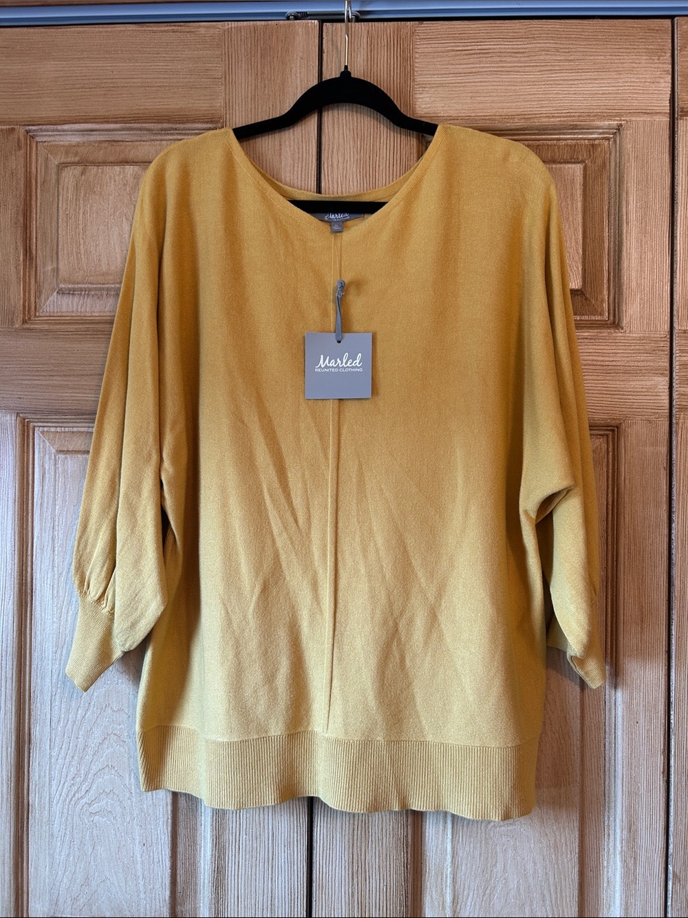 NWT Marled Mustard Relaxed Crewneck Pullover Sweater